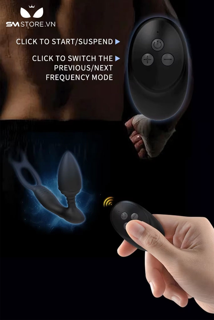 SMT2955 - Máy rung hậu môn trơn kèm vòng đeo dương vật silicon