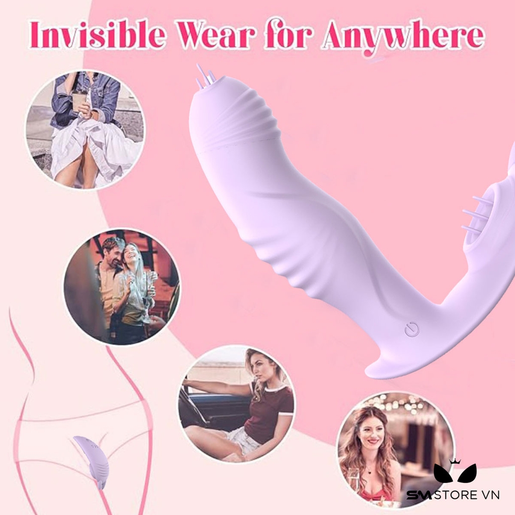 SMT2355 - Máy rung đầu dương vật có lưỡi liếm điều khiển xa sạc điện