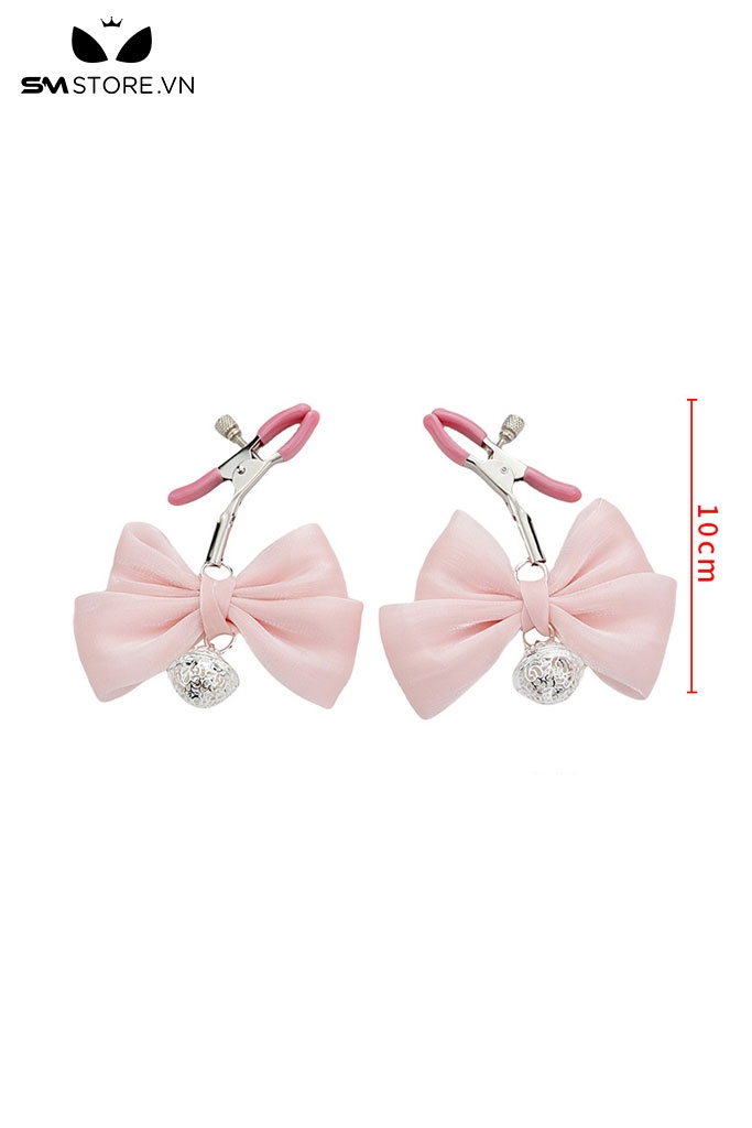 SMT033 - Kẹp ti bằng kim loại có nơ đính chuông trắng dài 10cm