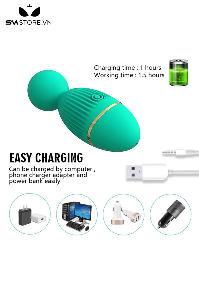 SMT3153 - Chày rung tình yêu mini có 10 tần số sạc điện và xoay 360 độ