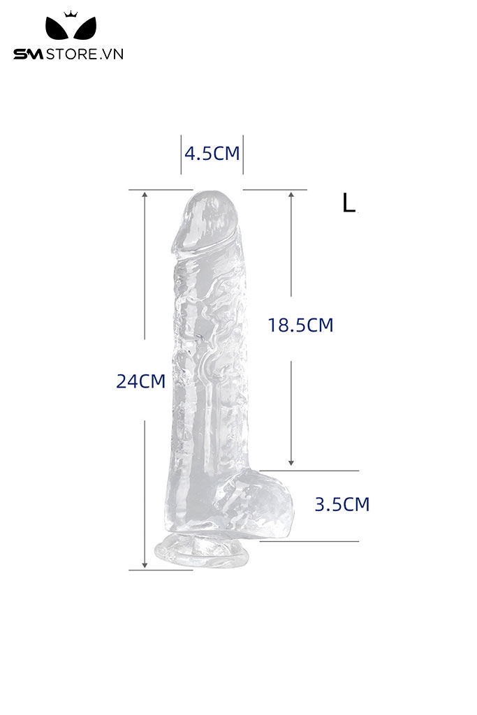 SMT487 - Dương vật giả silicon trắng trong suốt 7 size có độ bám dính