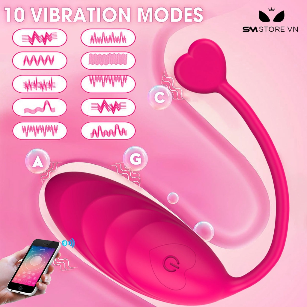 SMT2726 - Trứng rung điều khiển qua APP có đầu hình trái tim sạc điện