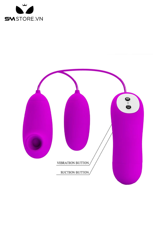 SMT2556 - Trứng rung hút Pretty Love silicon 2 đầu có dây và 12 chế độ