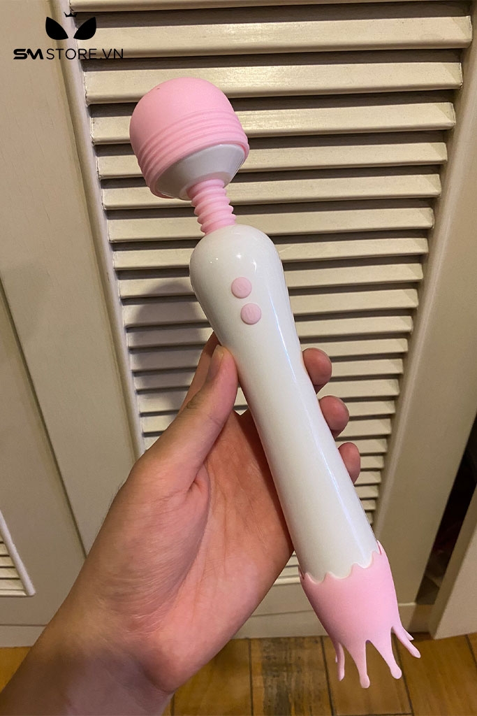 SMT467 - Chày rung đầu lưỡi vương miện silicon dài 17cm màu trắng