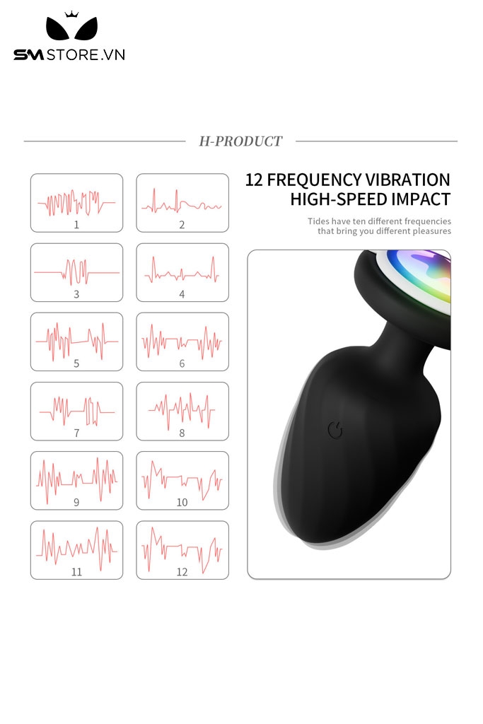 SMT2013 - Anal play rung 12 chế độ bằng silicon sạc điện dài 9.8cm