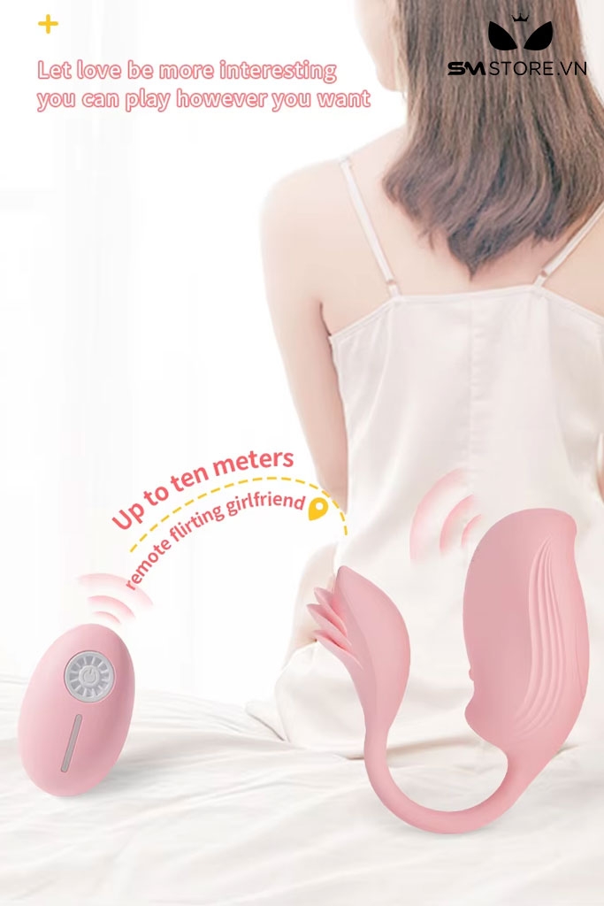 SMT1692 - Trứng rung silicon 2 đầu dài 14.2cm có 10 tần số