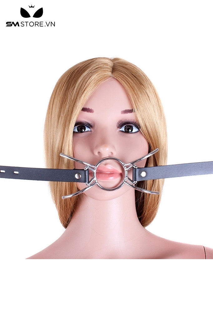 SMT232 - Khóa miệng spider gag với vòng bằng kim loại và dây đeo PU