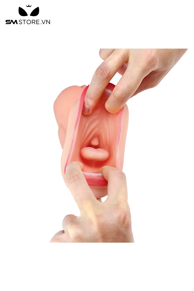 SMT2520 - Âm đạo và miệng giả có răng và môi hồng chất liệu silicon mềm