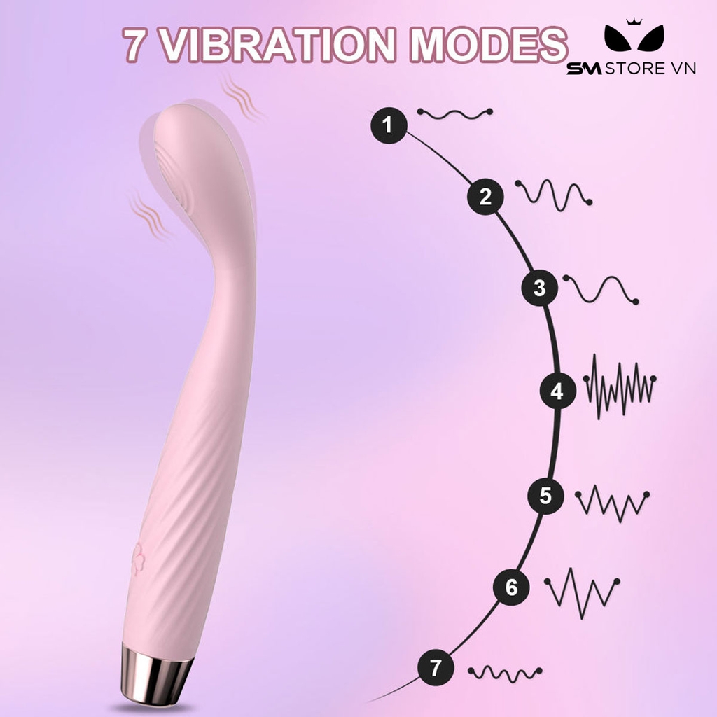 SMT2424 - Que rung silicon massage điểm G có 7 tần số dài 18cm