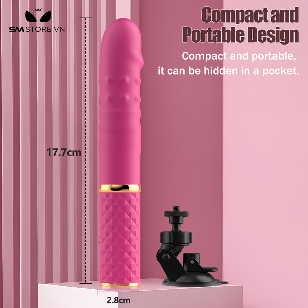 SMT2737 - Máy làm tình mini rung thụt xoay có đế dài 17.7cm