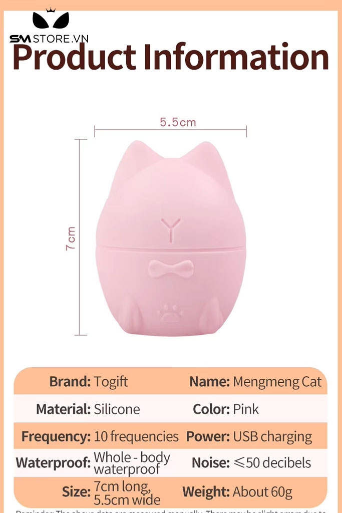 SMT1745 - Trứng rung mini silicon ngụy trang con mèo dài 7cm