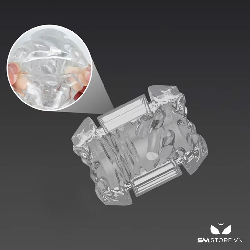 SMT1788 - Cốc thủ dâm hai đầu pha lê silicon trong suốt dài 4.5cm