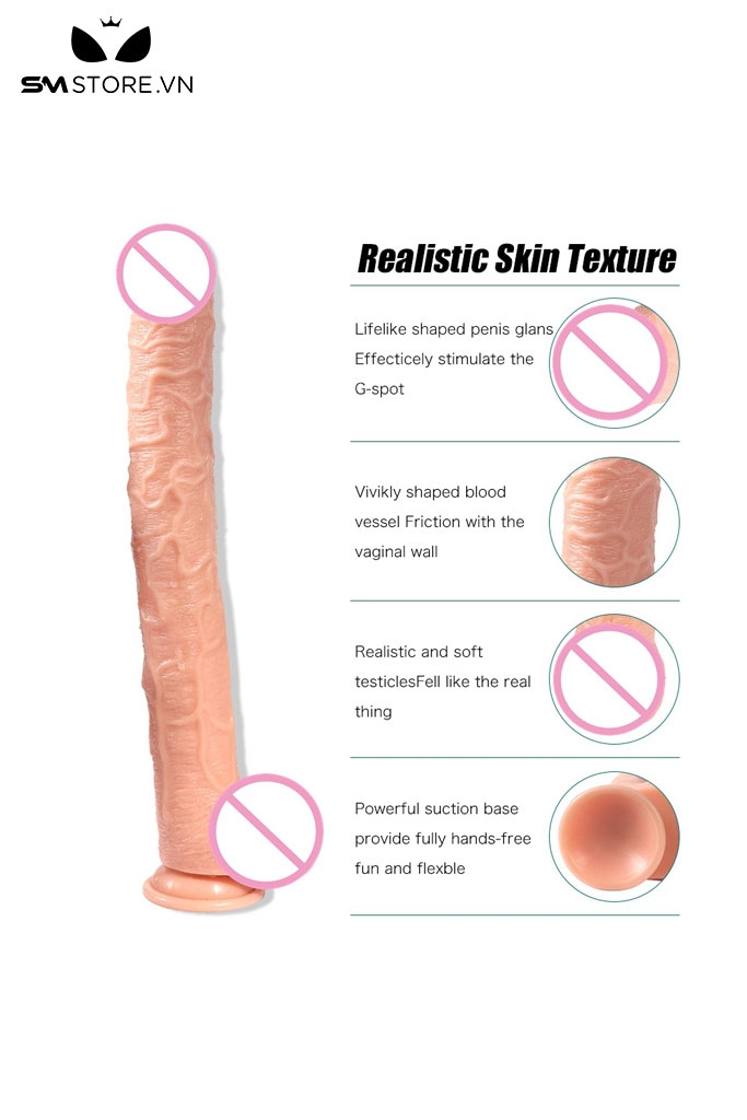 SMT2822 - Dương vật giả siêu dài silicon dài 43cm có gân nổi