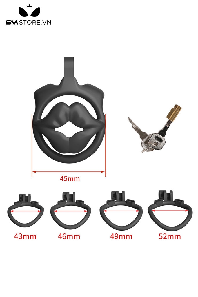 SMT2685 - Khóa trinh tiết nắp nồi nhựa hình môi kèm 4 vòng khóa