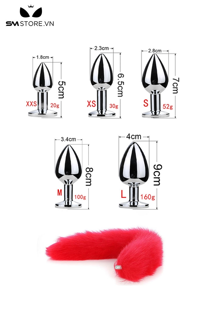 SMT042 - butt plug cosplay đuôi cáo với phích cắm mông hình xoắn ốc