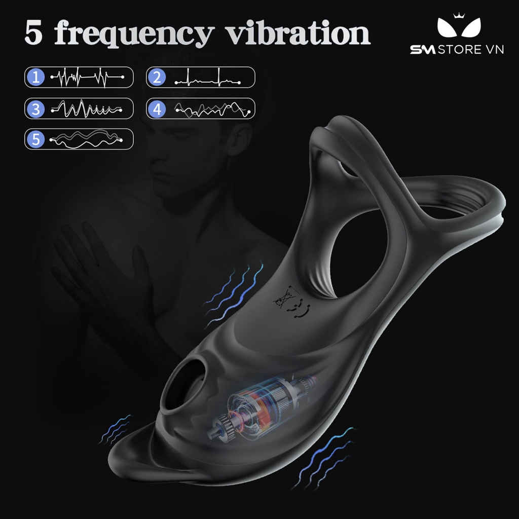 SMT2717 - Vòng đeo dương vật rung hút có 5 chế độ sạc điện