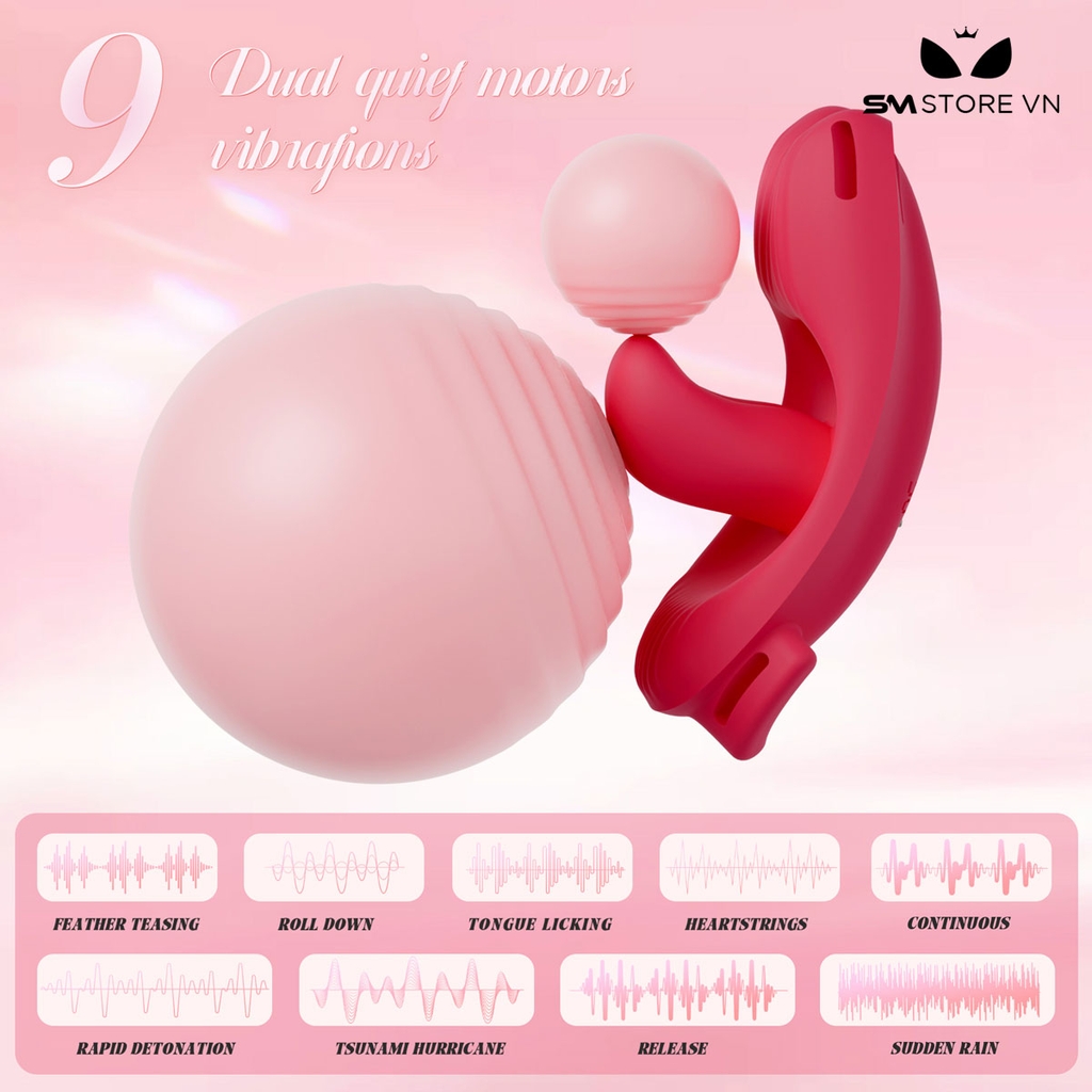 SMT2379 - Quần lót rung lưỡi liếm có 9 chế độ điều khiển qua APP dài 88mm