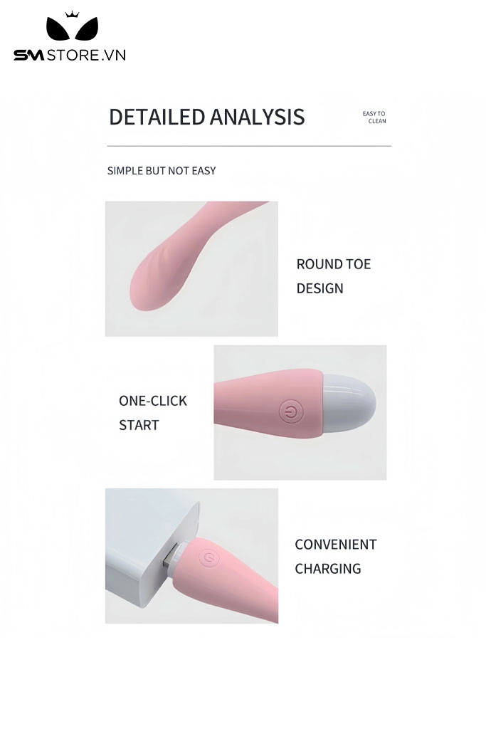 SMT2016 - Máy rung đầu dương vật cong có 10 chế độ dài 13cm