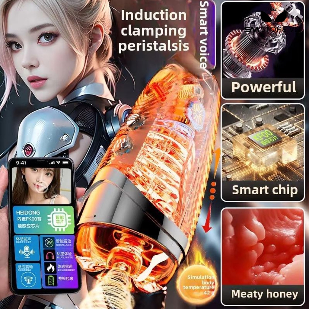 SMT1671 - Cốc thủ dâm silicon tự động 2 đầu miệng và âm đạo