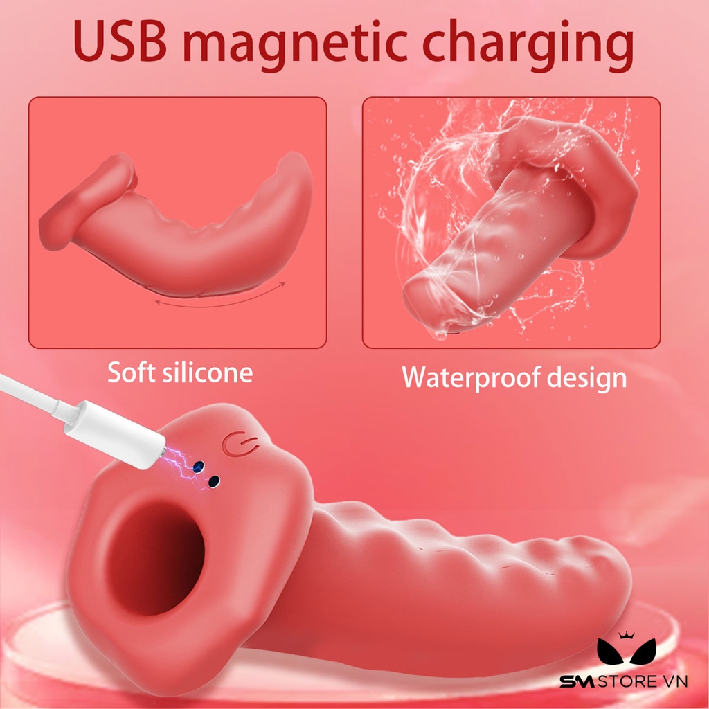 SMT1925 - Lưỡi rung silicon có quai đeo đường kính 59mm