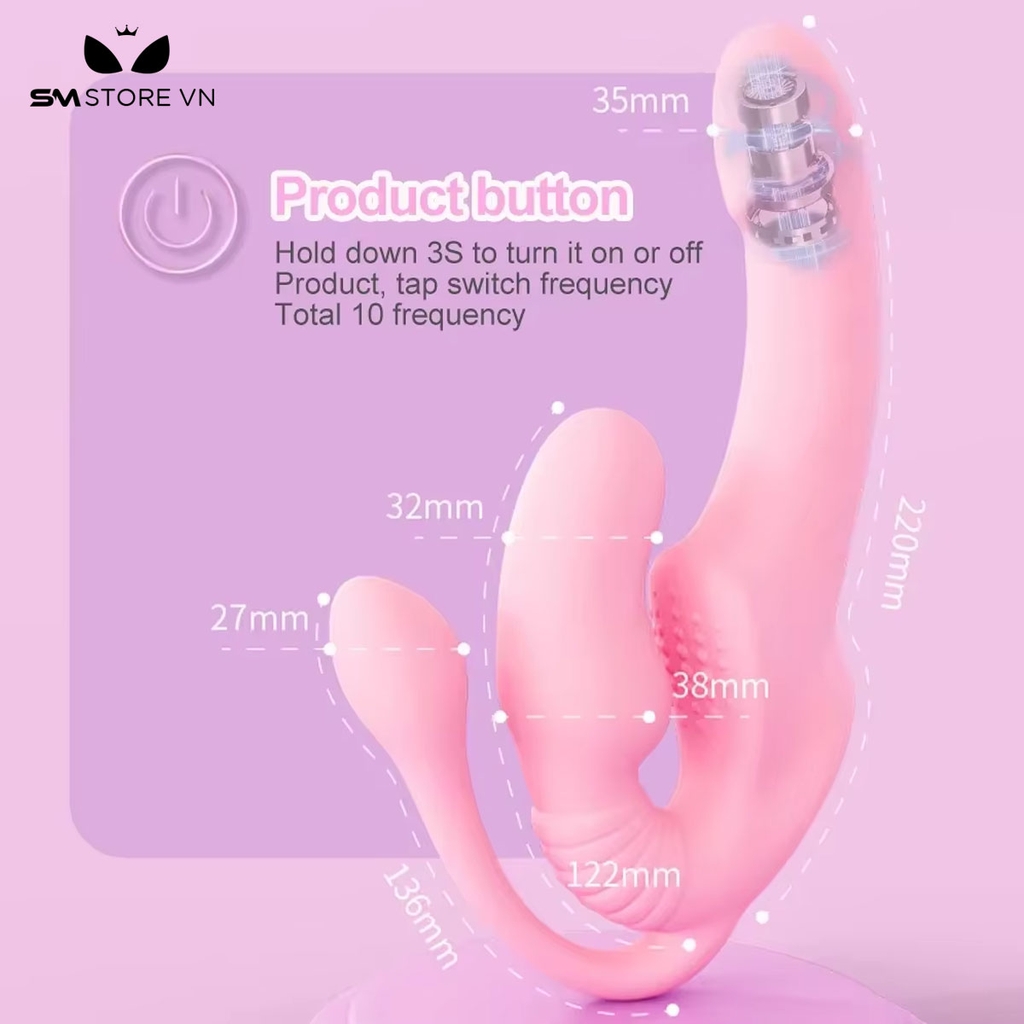 SMT1541 - Dương vật giả 3 đầu dành cho les điều khiển từ xa