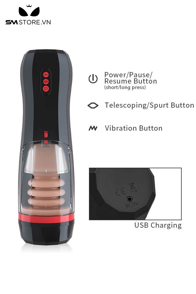 SMT2719 - Cốc thủ dâm silicom tự động rung thụt xoay và sạc điện