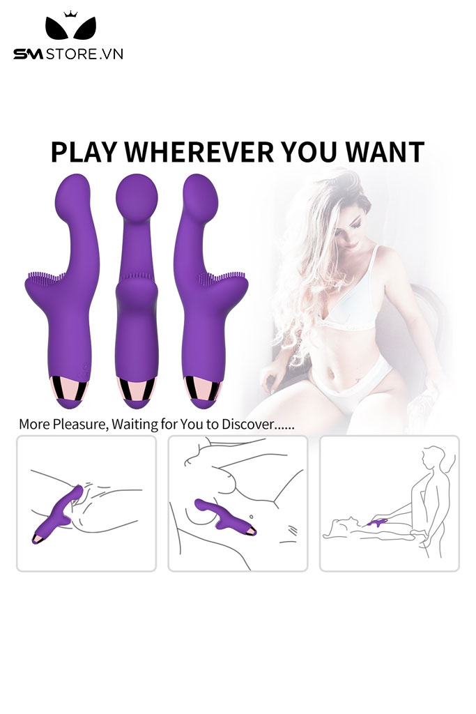 SMT1278 - Máy rung ngón tay silicon có 10 tần số có bề mặt gai