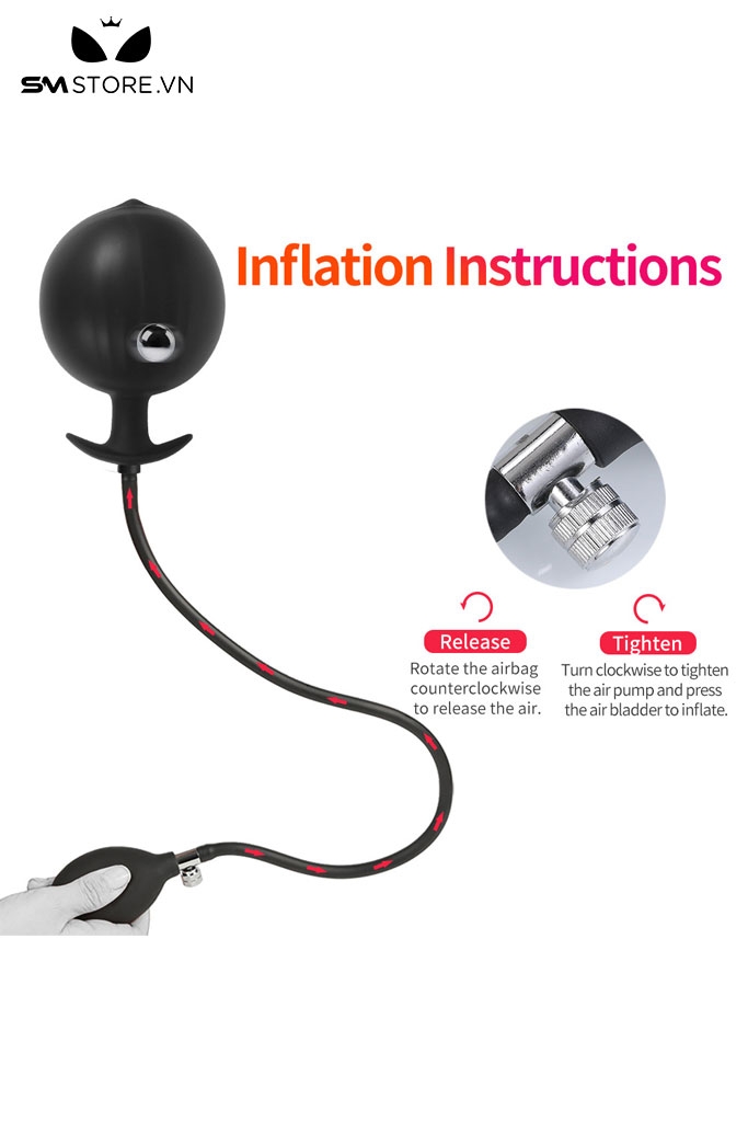 SMT3068 - Anal pump với butt plug vân ngang có thể điều chỉnh