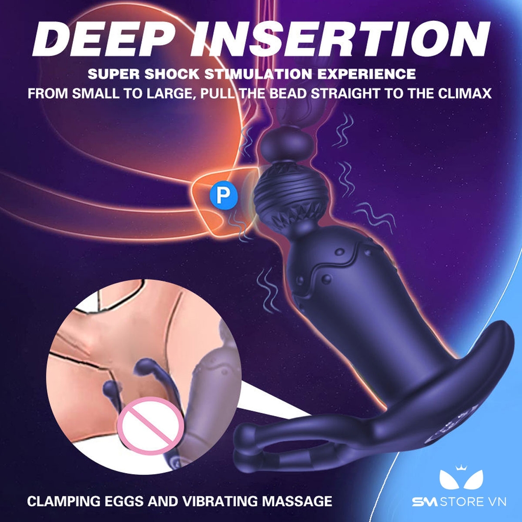 SMT1589 - Anal beads có 10 tần số rung dùng sạc điều khiển mini xa
