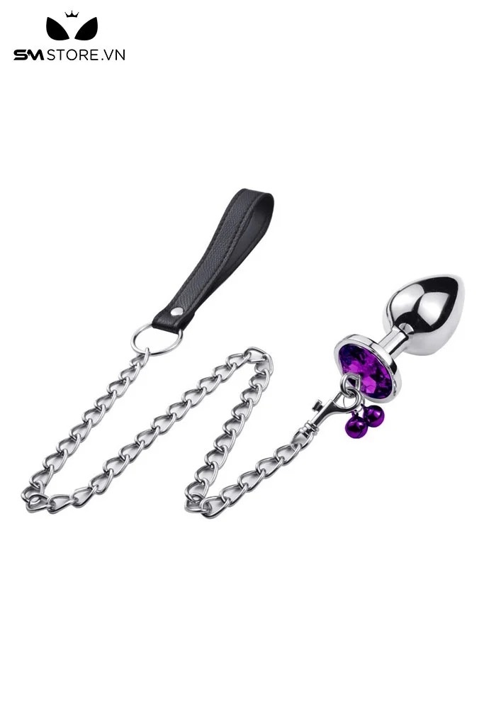 SMT1362 - Phích cắm hậu môn inox có đế hình trái tim mix 2 chuông