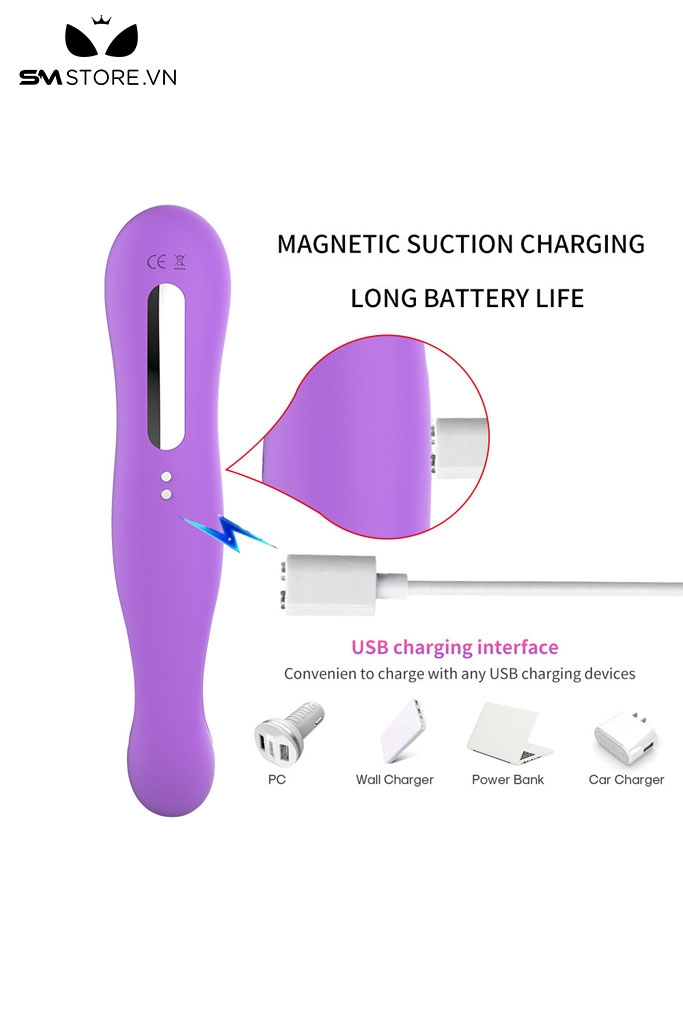 SMT2733 - Máy rung liếm hút 2 đầu có 10 chế độ dài 19cm sạc điện