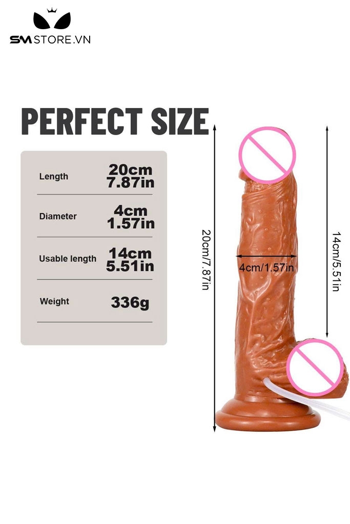 SMT1996 - Dương vật giả silicon mềm dẻo bắn tinh dài 18cm