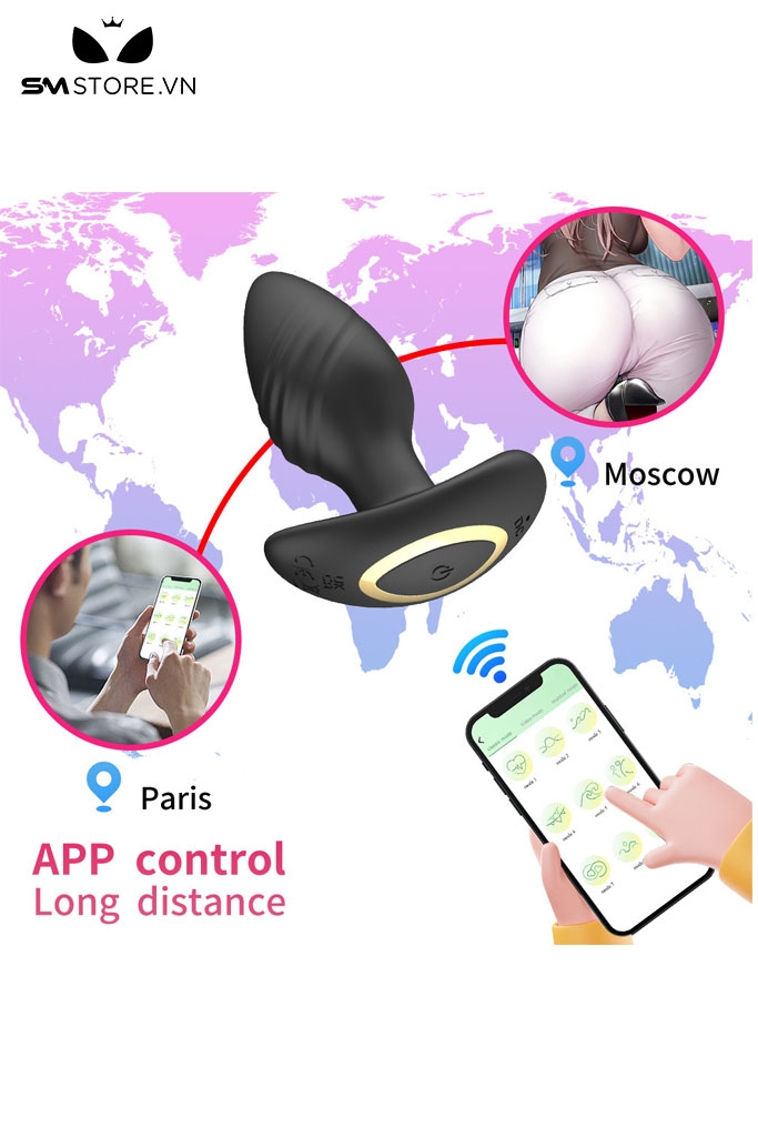 SMT1026 - Butt plug xoắn ốc hậu môn rung ngoáy 360 độ điều khiển từ xa
