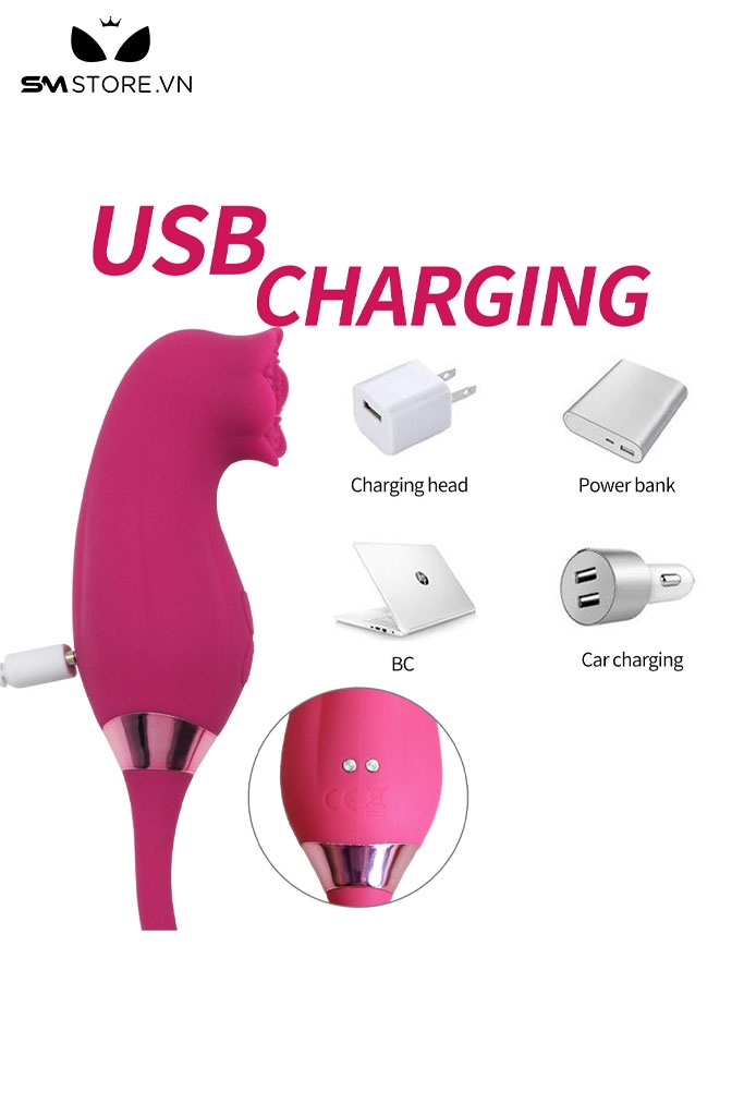 SMT2727 - Trứng rung hút 2 đầu hình bông hoa dài 345mm có 10 chế độ