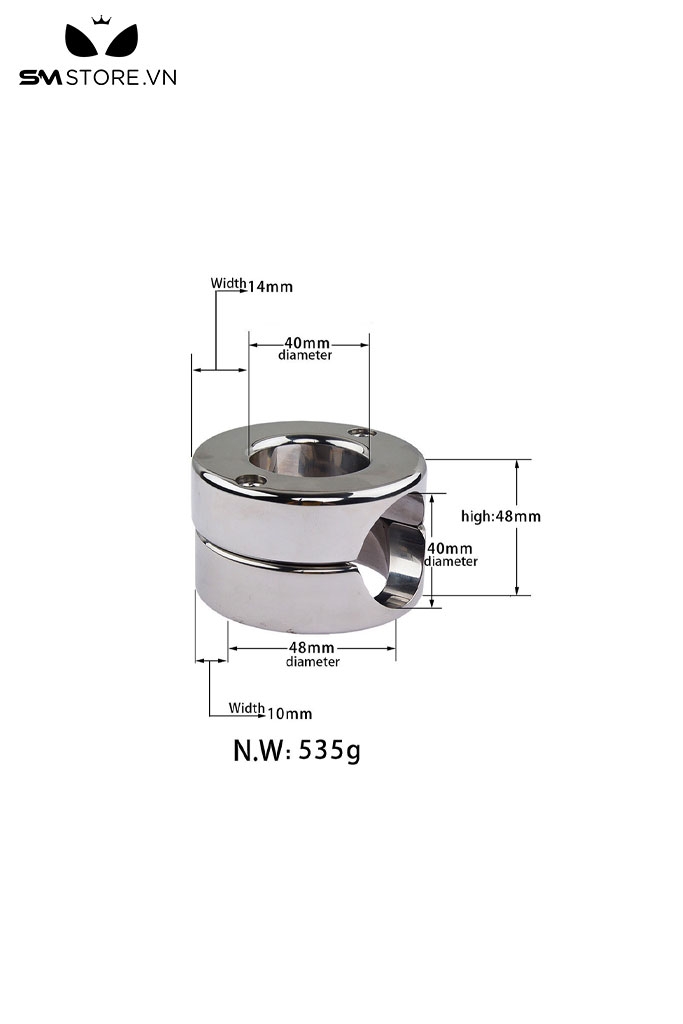 SMT617 - Vòng đeo dương vật inox 2 lớp có thể tháo rời dài có 2 size