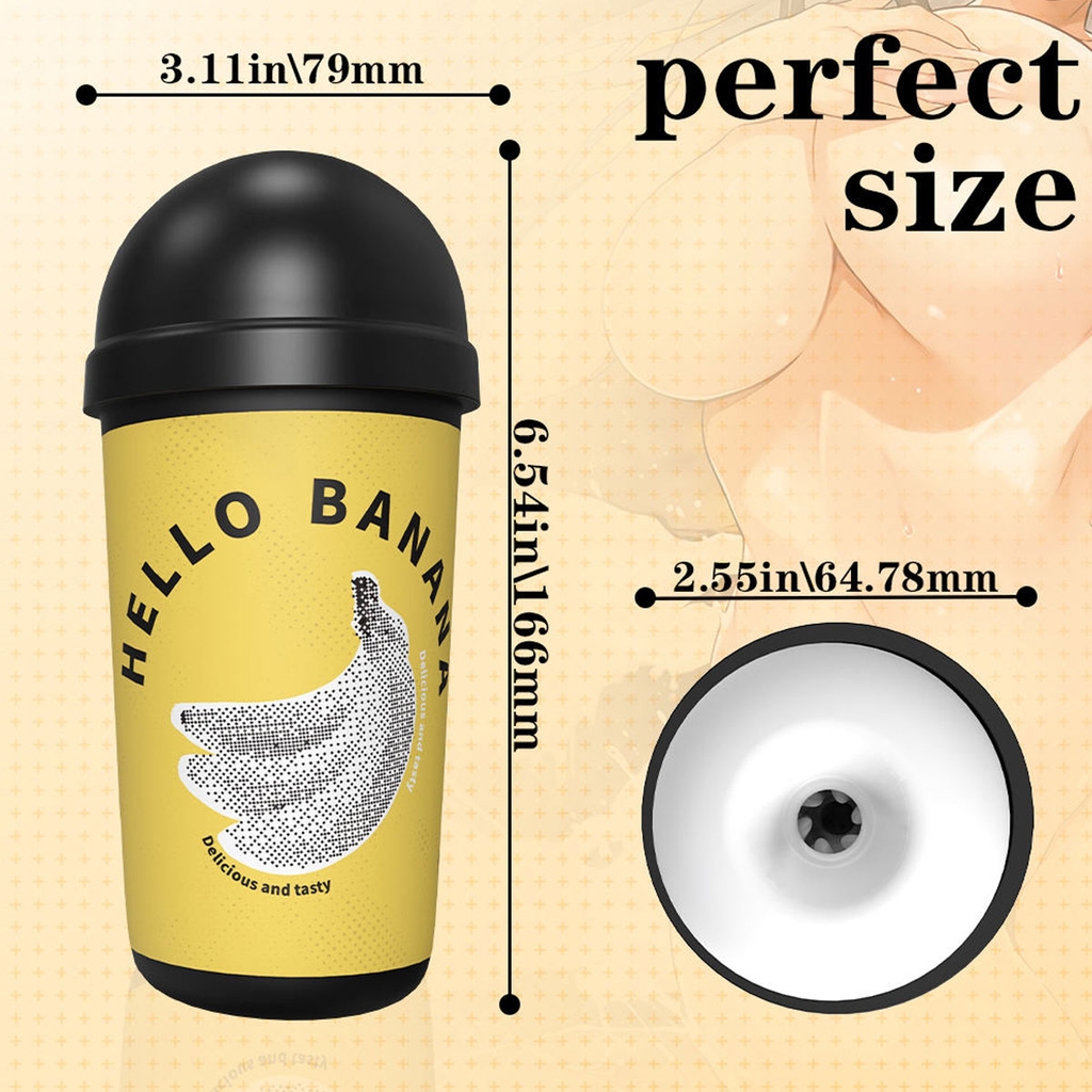 SMT2429 - Cốc thủ dâm ngụy trang cốc coffee quả chuối có hạt nổi trong