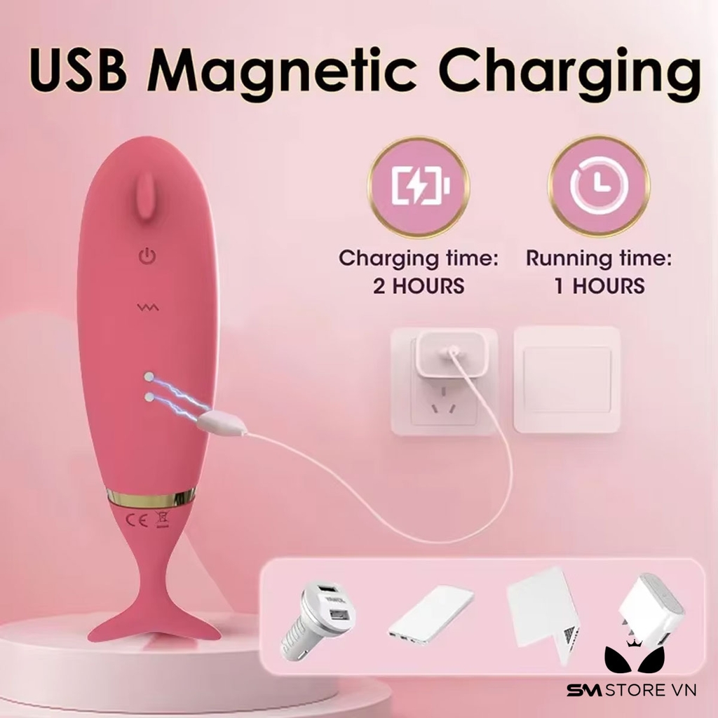 SMT1736 - Máy rung hút điểm G silicon sạc điện dài 17.3cm