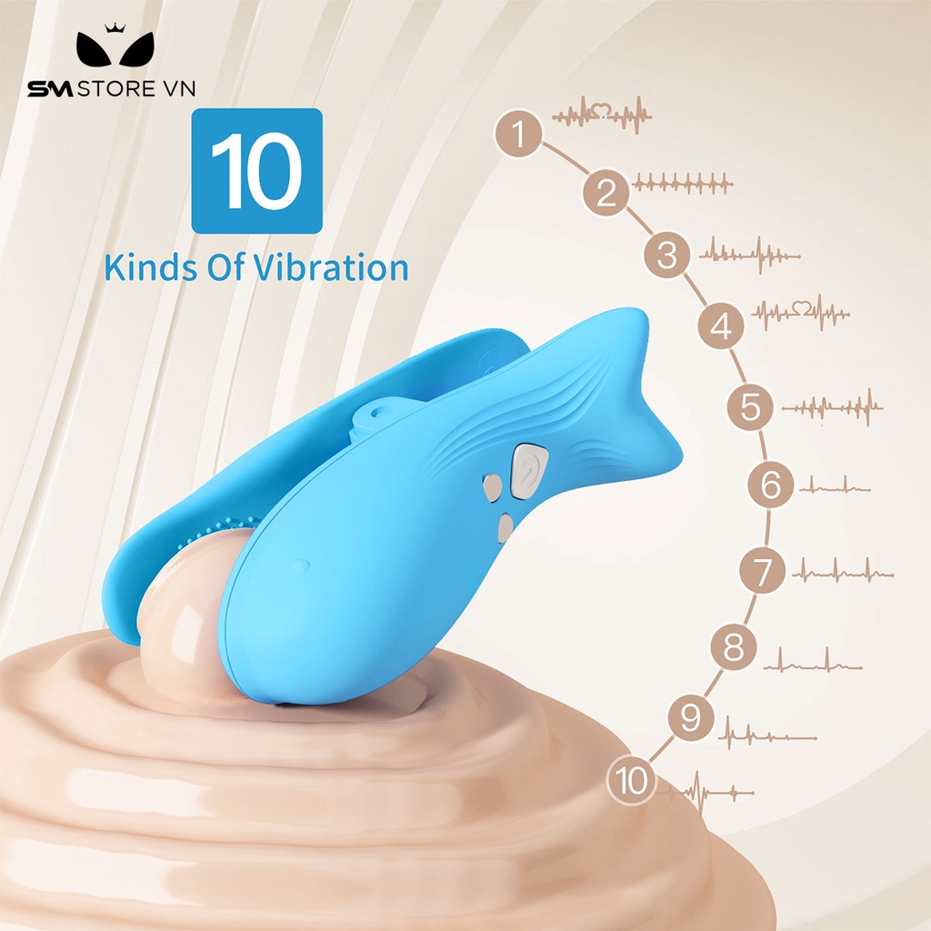 SMT1166 - Kẹp ti hình con cá heo có 10 chế độ rung điều khiển từ xa