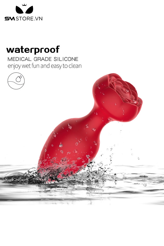 SMT2287 - Máy rung hậu môn đế hình hoa hồng dài 9.9cm sạc điện