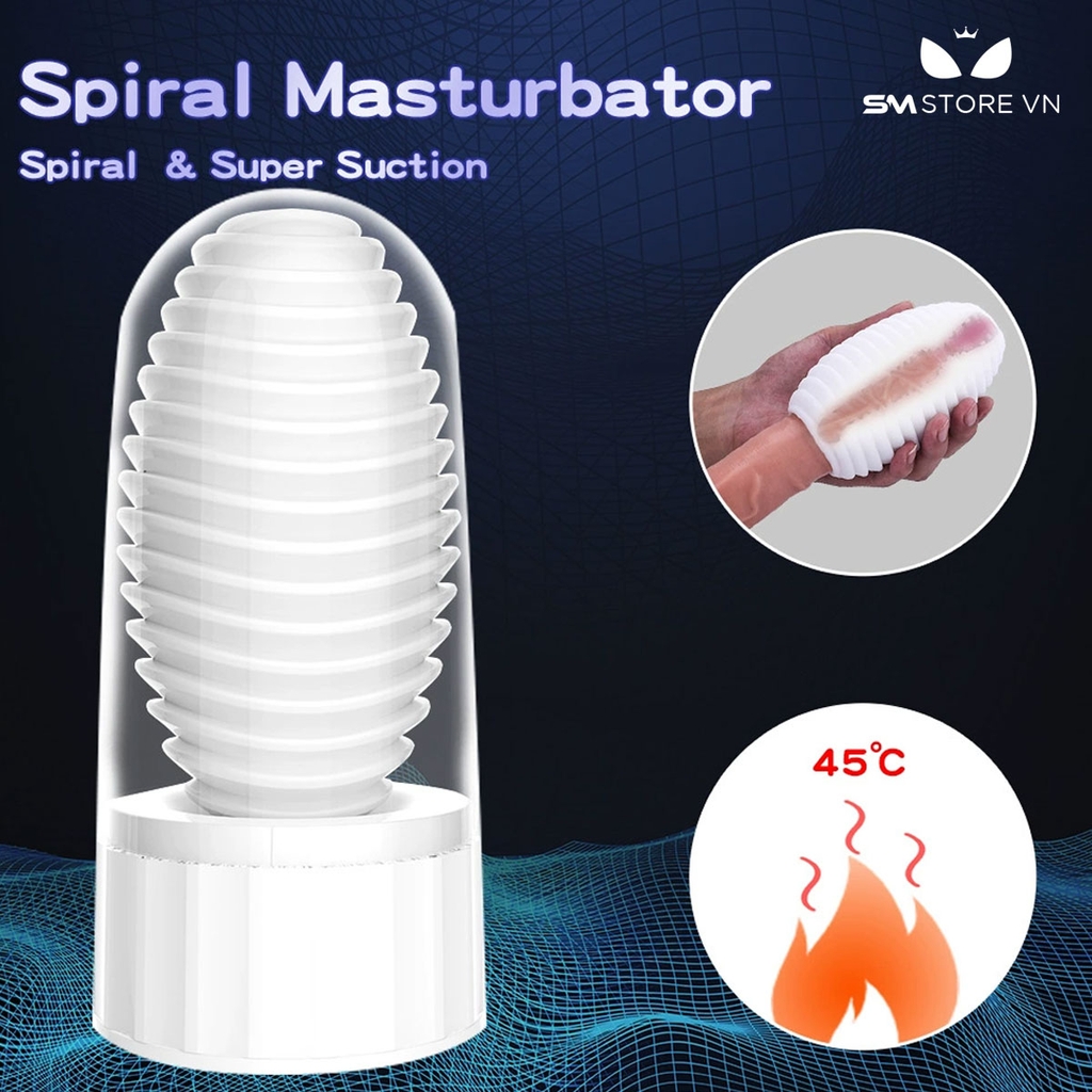 SMT1392 - Cốc thủ dâm silicon xoắn ốc có chế độ sưởi ấm dùng sạc