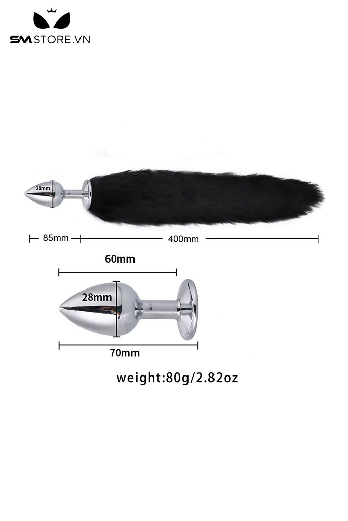 SMT501 - Set đen 5 món gồm: bờm tai mèo, vòng cổ, kẹp ti, đuôi cáo, ball gag