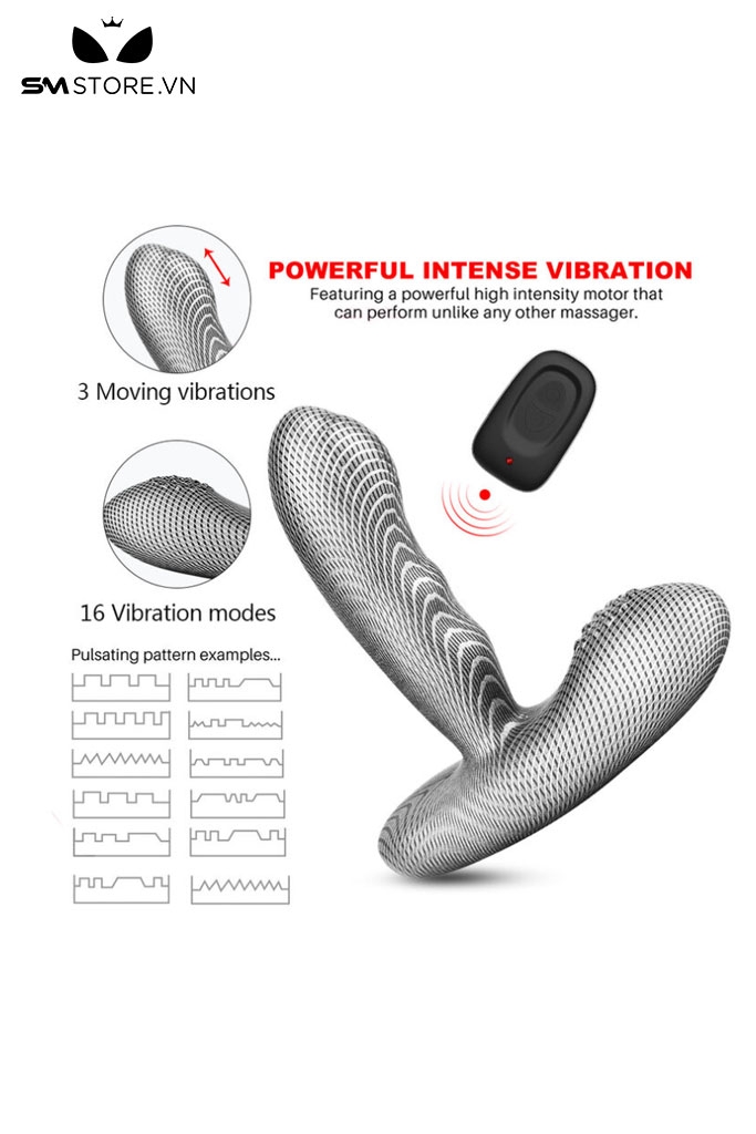 SMT1507 - Butt plug hậu môn silicon điều khiển mini 16 chế độ rung