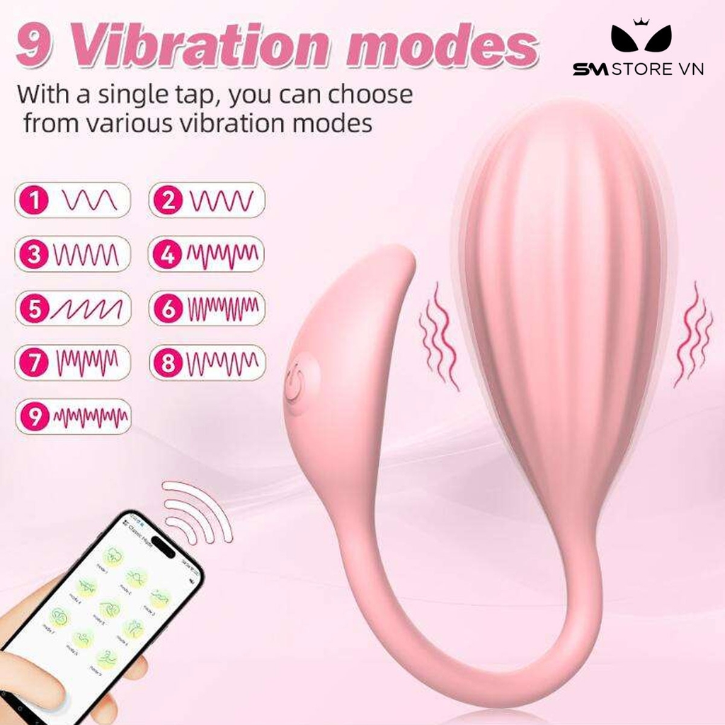 SMT1756 - Trứng rung silcion điều khiển qua APP có 9 tần số dài 99.5mm