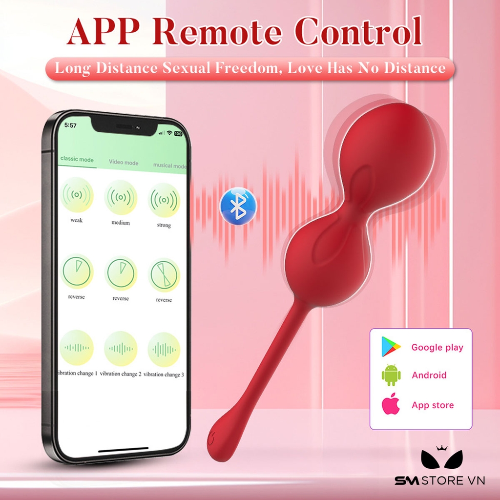 SMT2454 - Bóng tập kegel silicon rung 9 tần số điều khiển qua APP