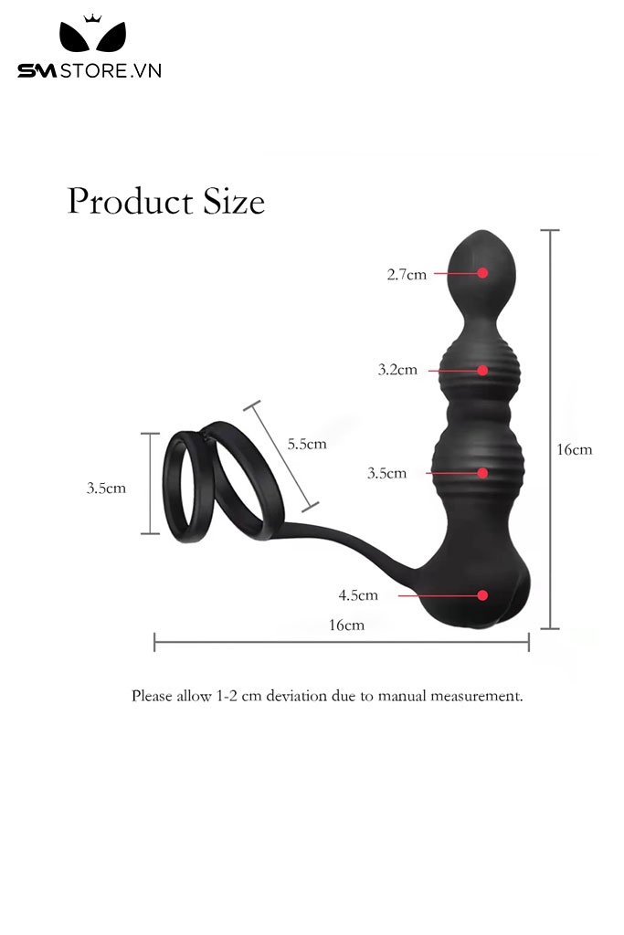 SMT1567 - Máy rung hậu môn có 10 tần số mix vòng đeo dương vật