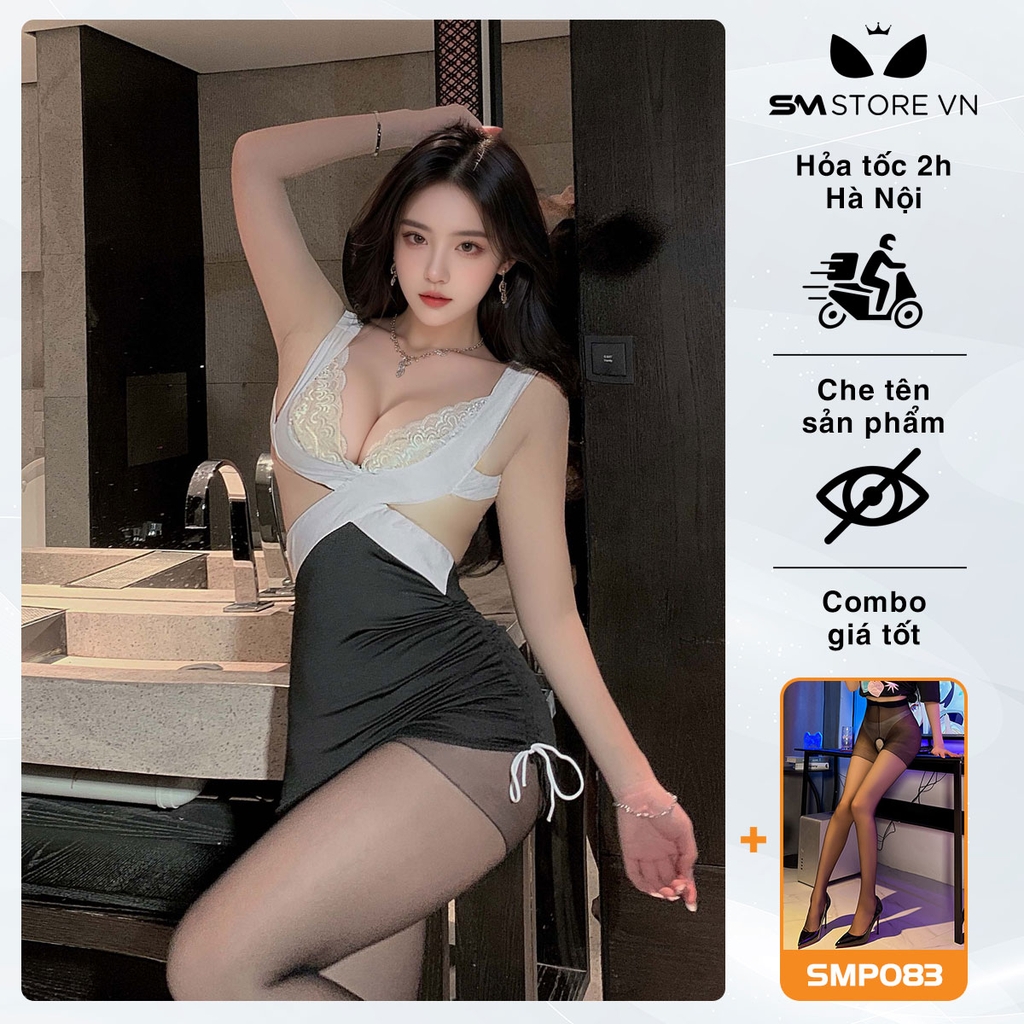 SMS634 - Cosplay thư ký thiết kế vạt chéo ôm body gợi cảm