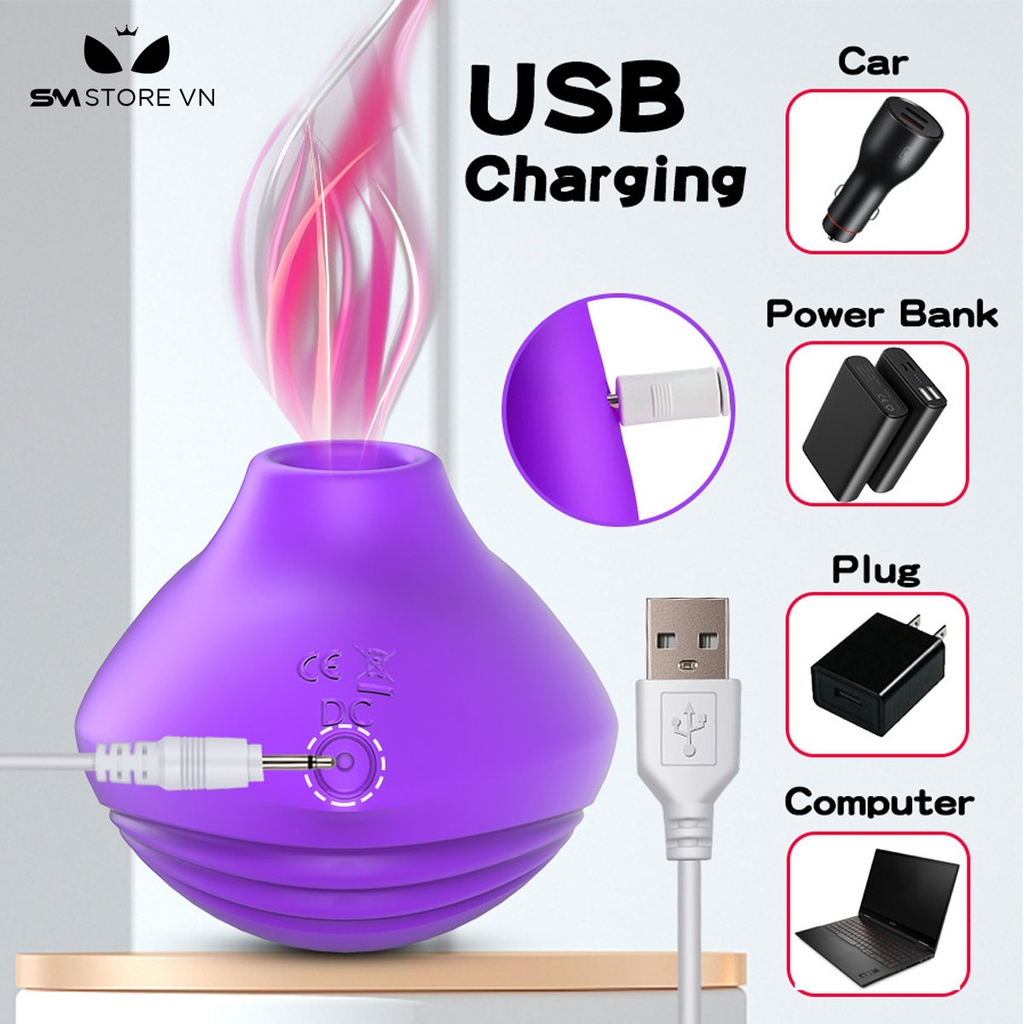 SMT1932 - Trứng rung hút 2 đầu silicon dài 32cm sạc điện chống nước