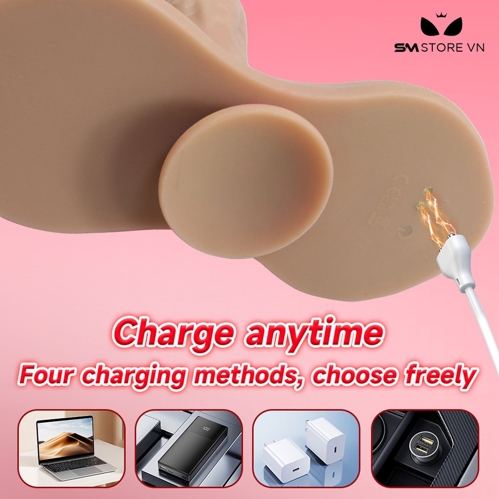 SMT2363 - Dương vật giả có đế với chức năng rung và sưởi ấm dài 22cm