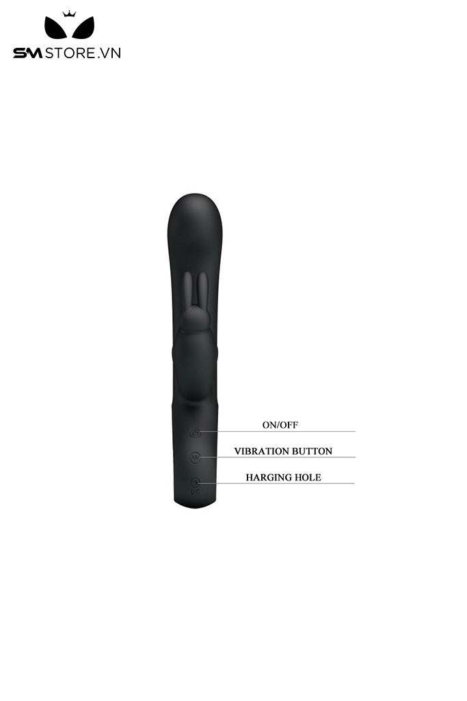 SMT977 - Máy rung 2 đầu với tai thỏ và dương vật silicon dài 210mm