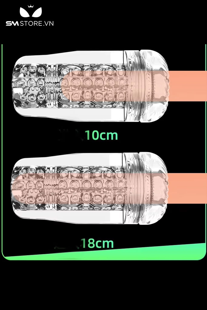 SMT1630 - Cốc thủ dâm silicon trong suốt mềm dài 18cm có thể tháo rời
